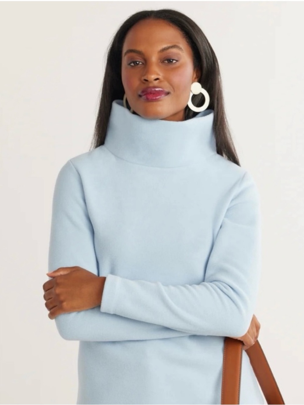 NEW NWT Dudley Stephens Greenpoint Turtleneck in Terry Fleece Ice Blue Small - Picture 2 of 11